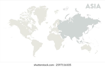 Economic map of Asia in world-13, Map of Asia, highlighted on the world map, Asia on the world map, Satellite view, Asia location on the globe.