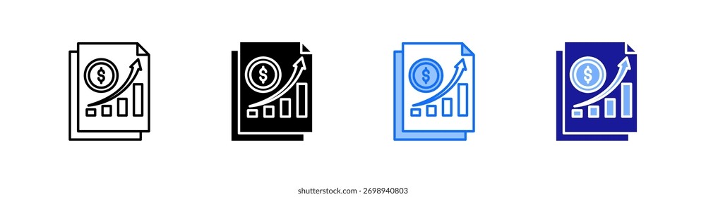 Vector económico de conjunto de iconos de estilo múltiple