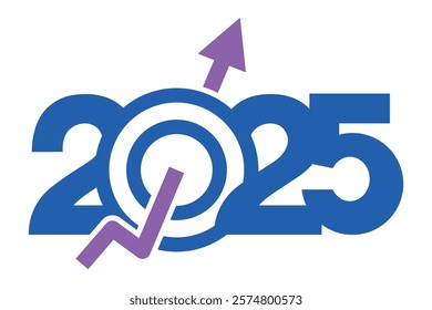 Economic outlook in 2025. Business opportunities goals tasks. Vector illustration isolated on white background.