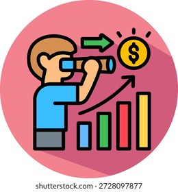 Ícone isométrico do Economic Outlook Ilustração de Vetor
