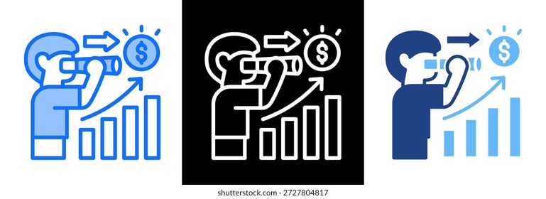 Ilustração de vetor de estilo triplo de ícone do Economic Outlook
