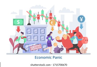 Economic Panic concept, modern flat design vector illustration