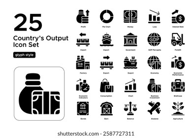 Economic Performance and GDP. Growth Rate, Trade, and Business Development Symbols. Vector Illustration.