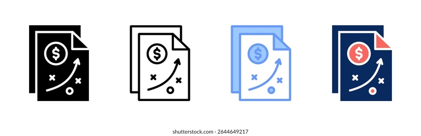 Economic Plan icon sheet multiple style collection