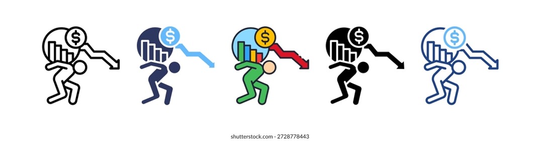 Icono de presión económica Ilustración vectorial múltiple