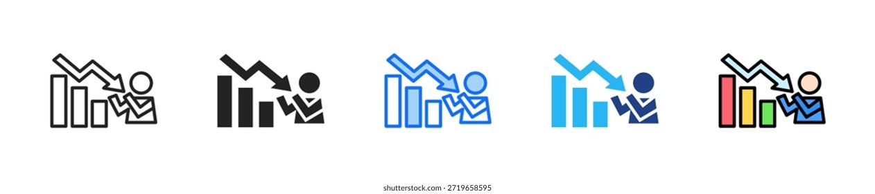 Economic Pressure Icon Set Multiple Style Collection