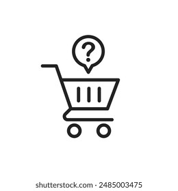 problemas económicos y crisis alimentaria icon, Carrito de compras con signo de interrogación icon, Ilustración vectorial plana aislada