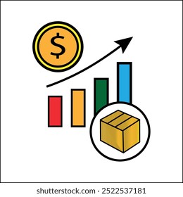 Economic Progress Icon Set. Market Growth Symbol. Profit Increase Chart. Sales Uplift Representation.