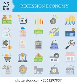 The economic recession icon is colored, this image explains the recession that is occurring