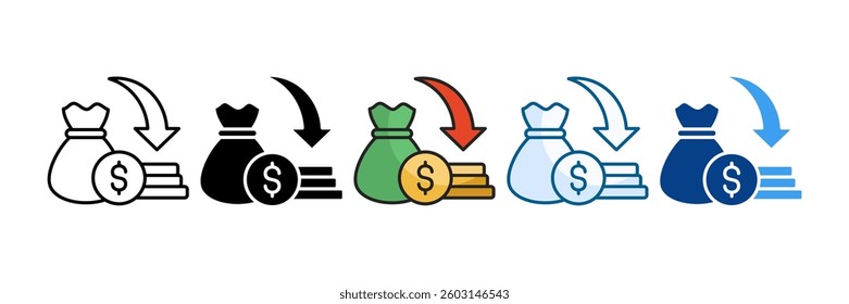 Economic Recession Icon Set Multiple Style Collection