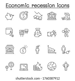 Icono de recesión económica puesto en un estilo de línea delgada