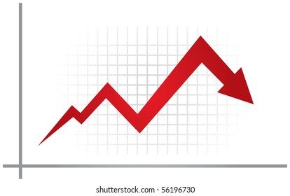 Economic Recession Illustration With Graph And Grid