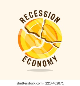 economic recession warning with crash coin illustration