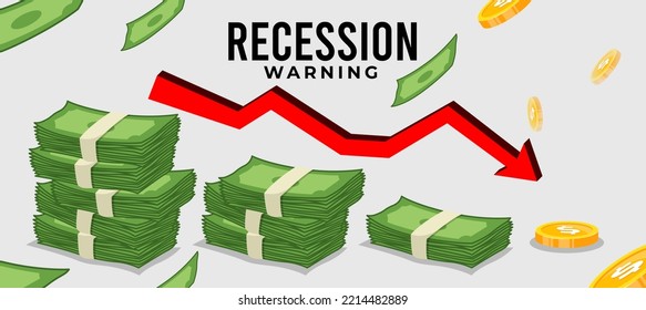 economic recession warning with stock down graphic illustration