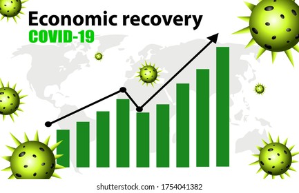 Economic Recovery After Epidemic Situation, Covid-19 With Cityscape. Vector Illustration