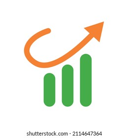Economic recovery. Bar graph and arrow. Vector.