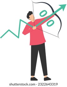 Economic recovery, Change to rising up profit or growth, fed interest rate hike, inflation rising up, Federal reserve turn down, Graph to be rising up with his bow


