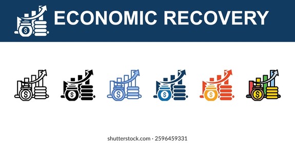 ECONOMIC RECOVERY. icons sets with different styles