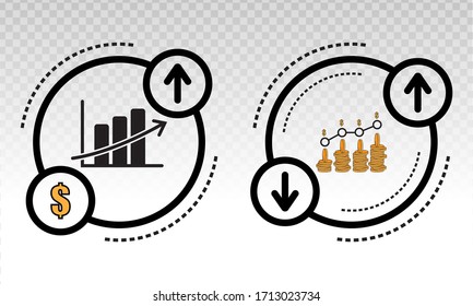 Economic Recovery Or Stock Market Recovery Graph / Chart Vector Icon On A Transparent Background