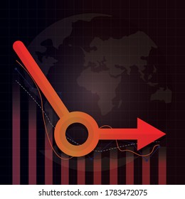 Economic recovery type after COVID-19 crisis. Post Coronavirus pandemic concept. Economy business investment not growing up. Design by bar chart, line chart and L-shape arrow. Vector illustration