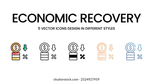 Economic Recovery vector icons set ready to use stock illustration