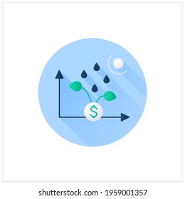 Economic revival flat icon. Development and economic growth after crisis period. Profit. Business concept. 3d vector illustration