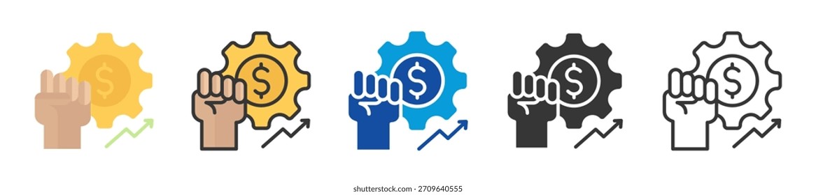 revolução econômica ícone conjunto multi estilo coleção vários