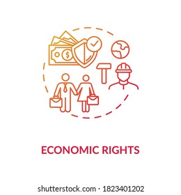 Economic rights concept icon. Socio economic principles idea thin line illustration. Equal rights. Business. Workplace equality. Empowerment. Vector isolated outline RGB color drawing