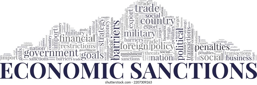 Economic Sanctions word cloud conceptual design isolated on white background.