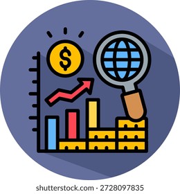 Ícone de sinal econômico isométrico de ilustração de vetor