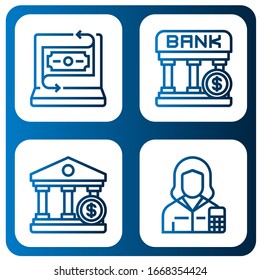 economic simple icons set. Contains such icons as Fintech, Bank, Accountant, can be used for web, mobile and logo