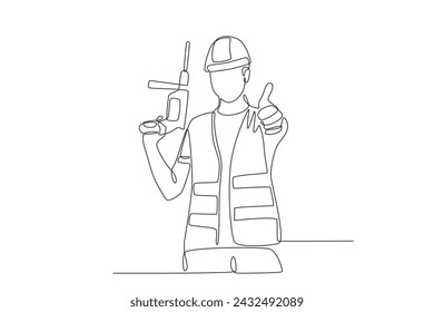 the economic and social success of workers. Labour day one-line drawing