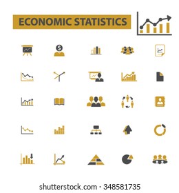 economic statistics, analytics  icons, signs vector concept set for infographics, mobile, website, application

