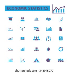 economic statistics, analytics  icons, signs vector concept set for infographics, mobile, website, application
