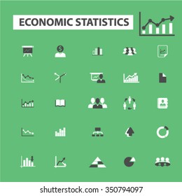 economic statistics, analytics  icons, signs vector concept set for infographics, mobile, website, application
