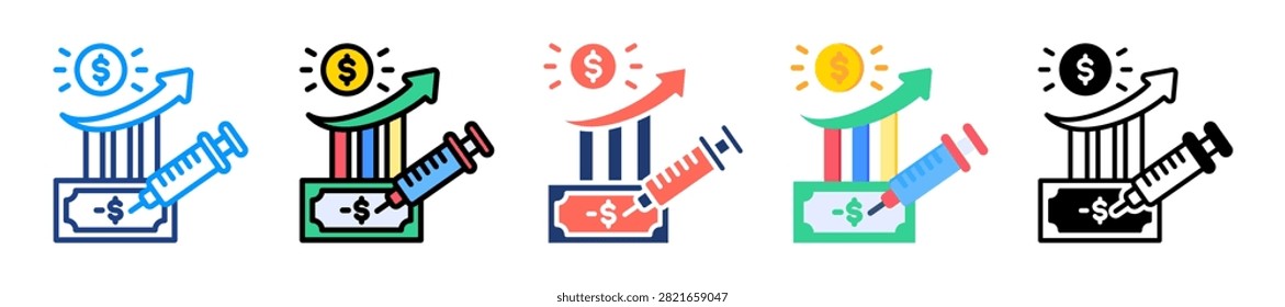 Economic Stimulus Icon Set Multiple Style Collection Vector Illustration