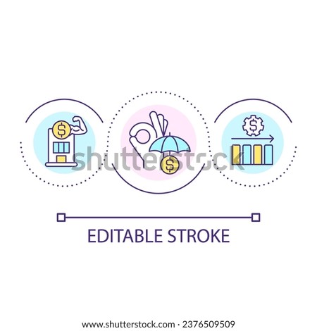 Economic sustainability loop concept icon. Financial stability. Improve budget. Finance profitability abstract idea thin line illustration. Isolated outline drawing. Editable stroke. Arial font used
