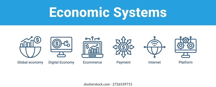 Economic Systems web banner icon vector illustration concept , with icon of Global economy, Digital Economy, Ecommerce, Payment.