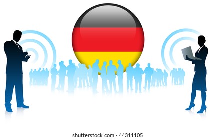 Economic Team with Germany Internet Button Original Vector Illustration