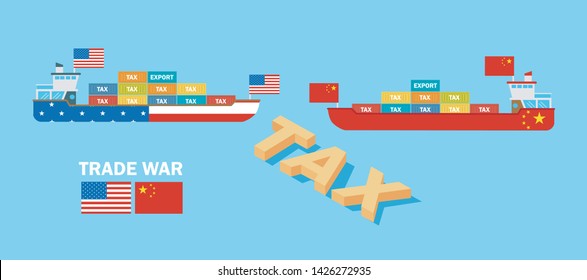 Economic trade between USA and China.Trade war vector illustration ep1