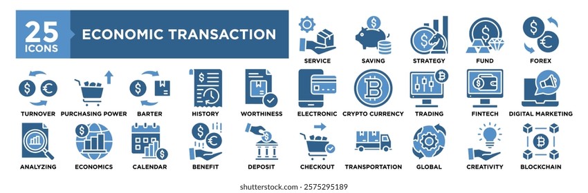 Economic Transaction icon collection set. Containing design financial, finance, money, economy, banking, economic	