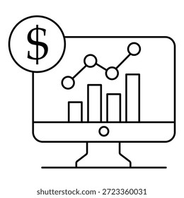 Ícone de Vetor Análise de Tendências Econômicas Indicadores Financeiros