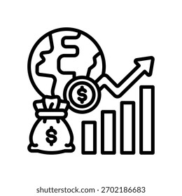 Ilustração do vetor da linha do ícone de tendências econômicas