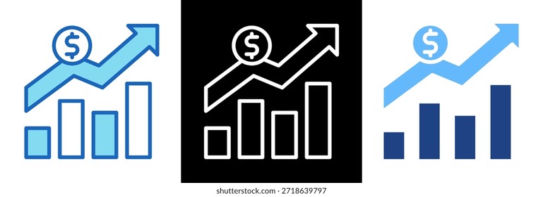 Ícone de Tendências Econômicas Ilustração de Vetor de estilo triplo