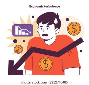 Economic Turbulence Recession. Significant, Widespread, And Prolonged Economic Stagnation Caused By Economic Processes Changes. Economical Activity Decline. Flat Vector Illustration