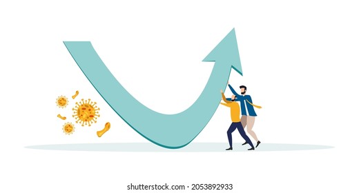 Economic V Shape Recovery After COVID-19 Coronavirus Accident, Businessman, Professional Analysis Of The World Economy, Vector