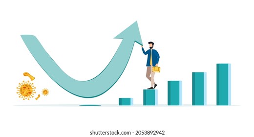 Economic V Shape Recovery After COVID-19 Coronavirus Accident, Businessman, Professional Analysis Of The World Economy, Vector