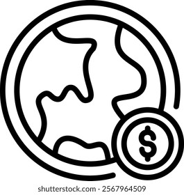 Economic Vector Lineal Icon On White Background.