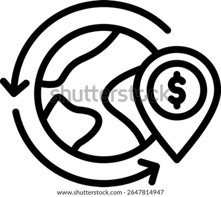 Economic Zone Icon Outline Vector Illustration