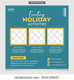 Economical Holiday Poster with Simple Classic Design 3 Photo Spaces